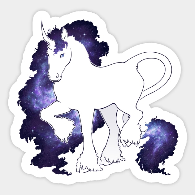 The Mane of Spiral Stars - Galaxy Unicorn Sticker by InvertSilhouette